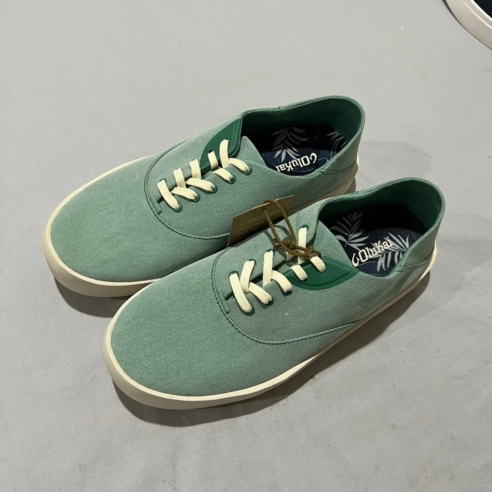 OluKai Tradewind Mens Green Canvas Lightweight Low Top Casual Sneakers Size 11M